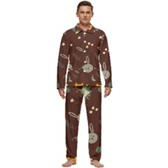 Rabbits, Owls And Cute Little Porcupines  Men s Long Sleeve Velvet Pocket Pajamas Set by ConteMonfrey