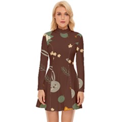 Rabbits, Owls And Cute Little Porcupines  Long Sleeve Velour Longline Dress by ConteMonfrey