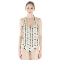 Black And Grey Arrows Halter Swimsuit by ConteMonfrey