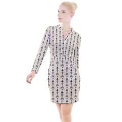 Black And Grey Arrows Button Long Sleeve Dress by ConteMonfrey