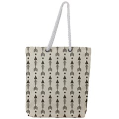 Black And Grey Arrows Full Print Rope Handle Tote (large) by ConteMonfrey