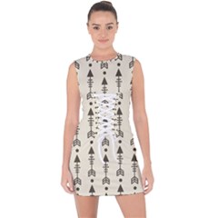 Black And Grey Arrows Lace Up Front Bodycon Dress by ConteMonfrey