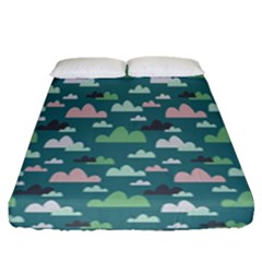 Llama Clouds  Fitted Sheet (queen Size) by ConteMonfrey