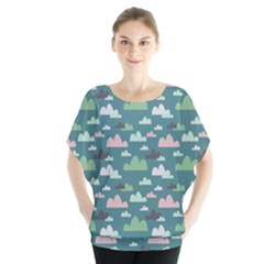 Llama Clouds  Batwing Chiffon Blouse