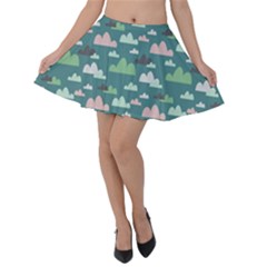 Llama Clouds  Velvet Skater Skirt by ConteMonfrey