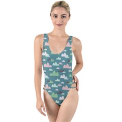 Llama Clouds  High Leg Strappy Swimsuit by ConteMonfrey