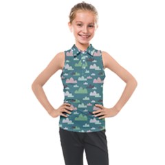 Llama Clouds  Kids  Sleeveless Polo Tee