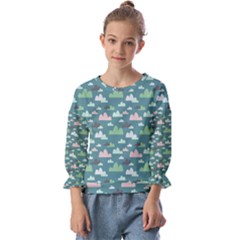 Llama Clouds  Kids  Cuff Sleeve Top