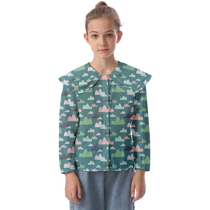 Llama Clouds  Kids  Peter Pan Collar Blouse