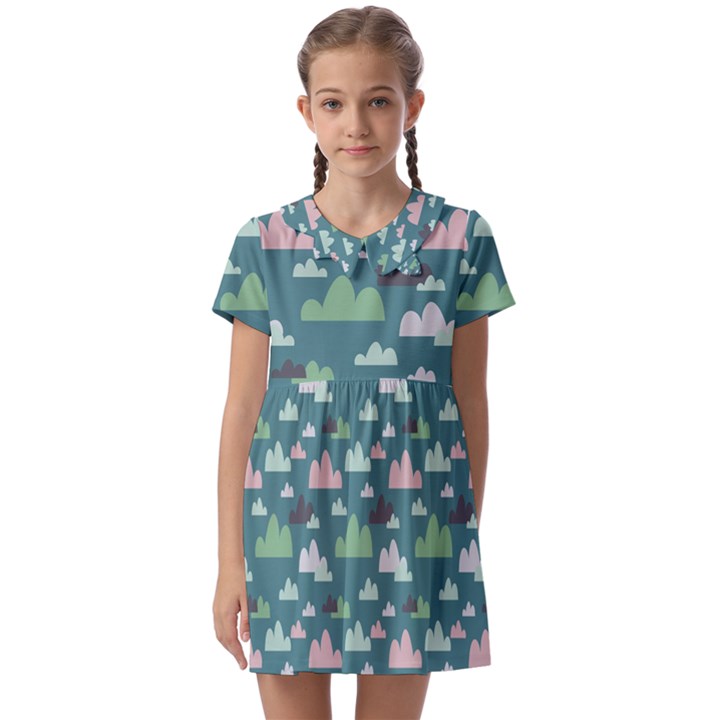 Llama Clouds  Kids  Asymmetric Collar Dress