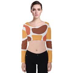 Geometric Pastel Bricks Velvet Long Sleeve Crop Top by ConteMonfrey