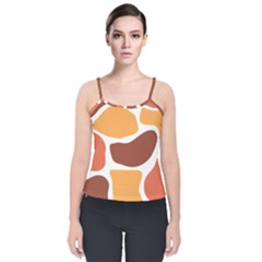 Geometric Pastel Bricks Velvet Spaghetti Strap Top by ConteMonfrey