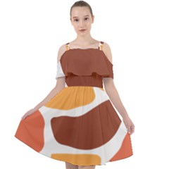 Geometric Pastel Bricks Cut Out Shoulders Chiffon Dress by ConteMonfrey