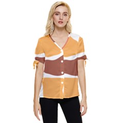 Geometric Pastel Bricks Bow Sleeve Button Up Top by ConteMonfrey