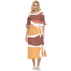 Geometric Pastel Bricks Double Cuff Midi Dress by ConteMonfrey