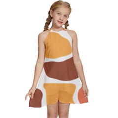 Geometric Pastel Bricks Kids  Halter Collar Waist Tie Chiffon Dress by ConteMonfrey