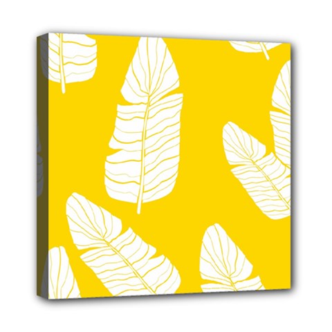 Yellow Banana Leaves Mini Canvas 8  X 8  (stretched) by ConteMonfrey