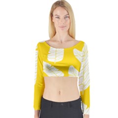 Yellow Banana Leaves Long Sleeve Crop Top by ConteMonfrey