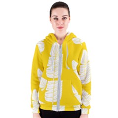 Yellow Banana Leaves Women s Zipper Hoodie