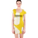 Yellow Banana Leaves Short Sleeve Bodycon Dress View1