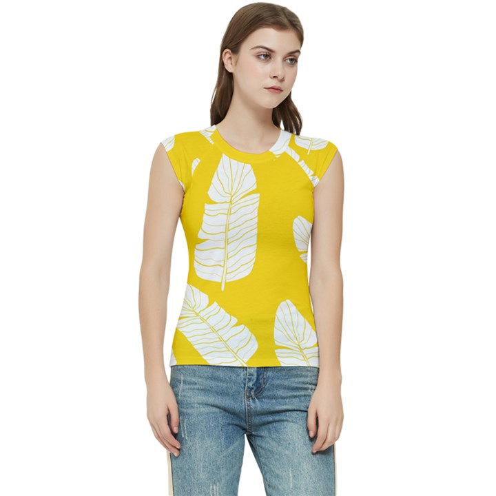 Yellow Banana Leaves Women s Raglan Cap Sleeve Tee