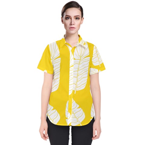 Yellow Banana Leaves Women s Short Sleeve Shirt by ConteMonfrey