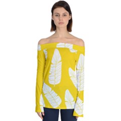 Yellow Banana Leaves Off Shoulder Long Sleeve Top by ConteMonfrey