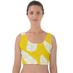 Yellow Banana Leaves Velvet Crop Top by ConteMonfrey