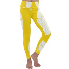 Yellow Banana Leaves Kids  Lightweight Velour Classic Yoga Leggings by ConteMonfrey