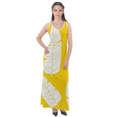 Yellow Banana Leaves Sleeveless Velour Maxi Dress by ConteMonfrey