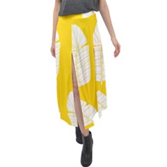 Yellow Banana Leaves Velour Split Maxi Skirt by ConteMonfrey