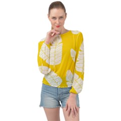 Yellow Banana Leaves Banded Bottom Chiffon Top by ConteMonfrey