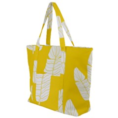 Yellow Banana Leaves Zip Up Canvas Bag by ConteMonfrey