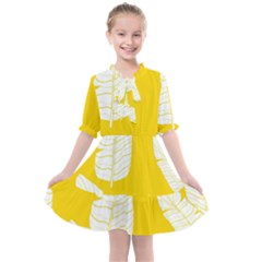 Yellow Banana Leaves Kids  All Frills Chiffon Dress by ConteMonfrey