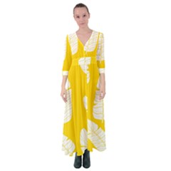 Yellow Banana Leaves Button Up Maxi Dress by ConteMonfrey