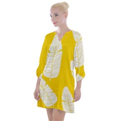 Yellow Banana Leaves Open Neck Shift Dress by ConteMonfrey