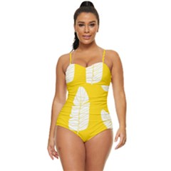 Yellow Banana Leaves Retro Full Coverage Swimsuit by ConteMonfrey