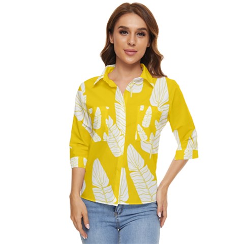 Yellow Banana Leaves Women s Quarter Sleeve Pocket Shirt by ConteMonfrey