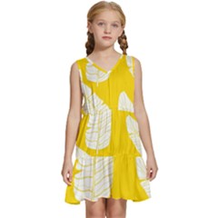 Yellow Banana Leaves Kids  Sleeveless Tiered Mini Dress by ConteMonfrey