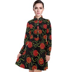 Abstract Background Pattern Texture Design Long Sleeve Chiffon Shirt Dress