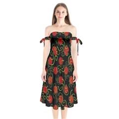 Abstract Background Pattern Texture Design Shoulder Tie Bardot Midi Dress by danenraven