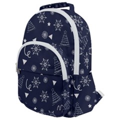 Illustration Christmas Tree Christmas Snow Rounded Multi Pocket Backpack by danenraven