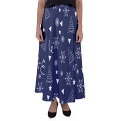 Illustration Christmas Tree Christmas Snow Flared Maxi Skirt by danenraven