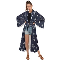 Illustration Christmas Tree Christmas Snow Maxi Kimono by danenraven