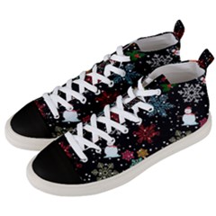 Illustration Xmas Christmas Thanks Giving Pattern Men s Mid-top Canvas Sneakers by danenraven