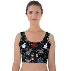 Illustration Xmas Christmas Thanks Giving Pattern Velvet Crop Top by danenraven