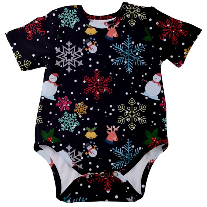 Illustration Xmas Christmas Thanks Giving Pattern Baby Short Sleeve Onesie Bodysuit