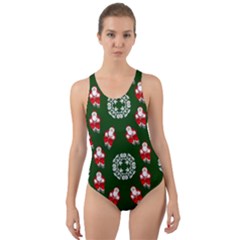 Xmas Christmas Background Cut-out Back One Piece Swimsuit by danenraven