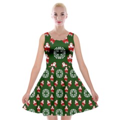 Xmas Christmas Background Velvet Skater Dress by danenraven