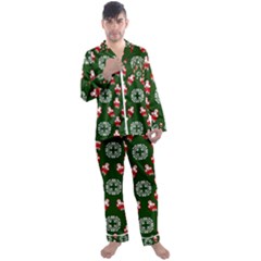 Xmas Christmas Background Men s Long Sleeve Satin Pajamas Set by danenraven